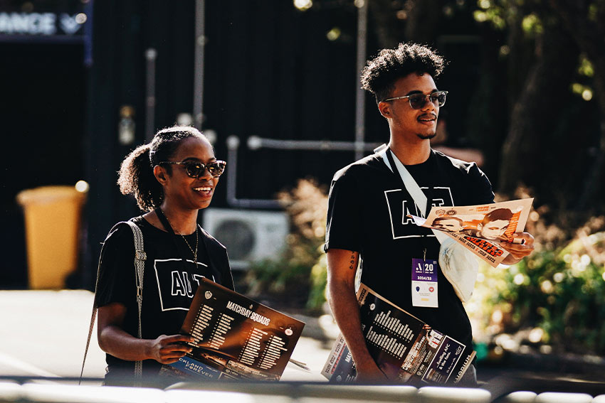 Volunteers at a soccer game