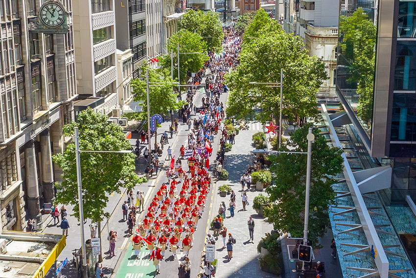 Drone shot of the Parade of Nations.
